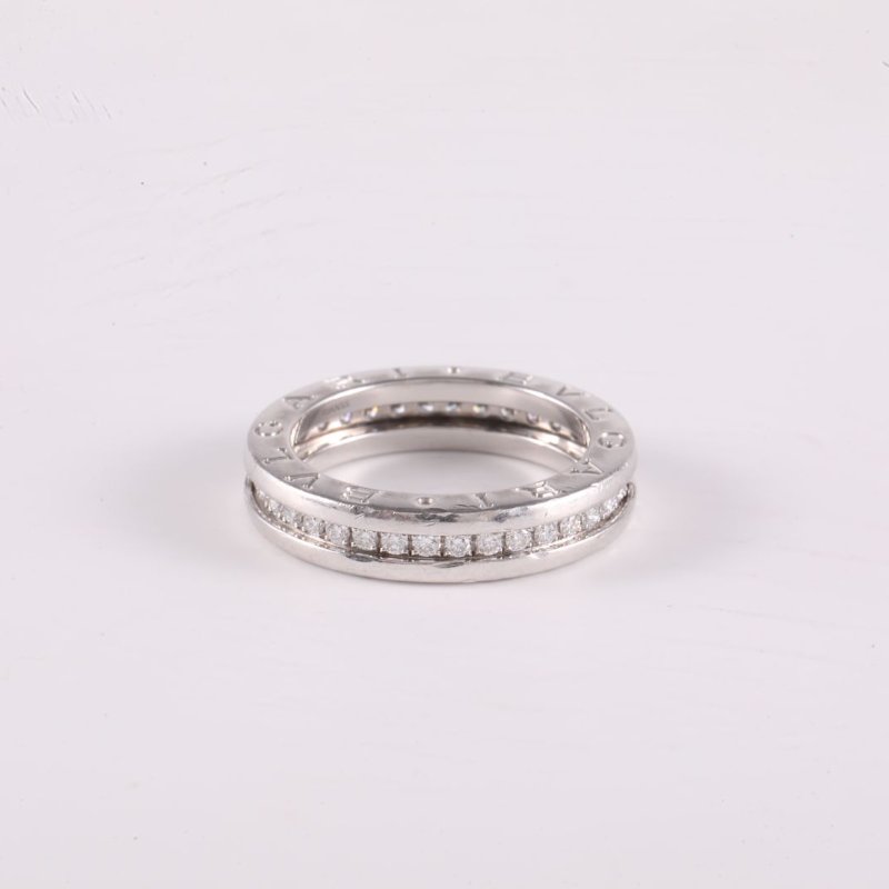 BVLGARI B.ZERO1彈簧戒指單圈鑽18K白金/鑽石53白金戒指-4