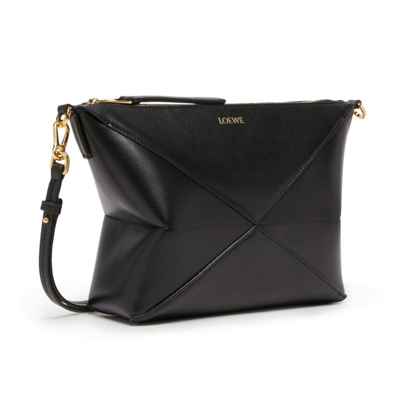 【LOEWE 羅威】Puzzle Fold Pouch 納帕小牛皮 幾何 腋下包 肩背包 斜背包 黑色-2