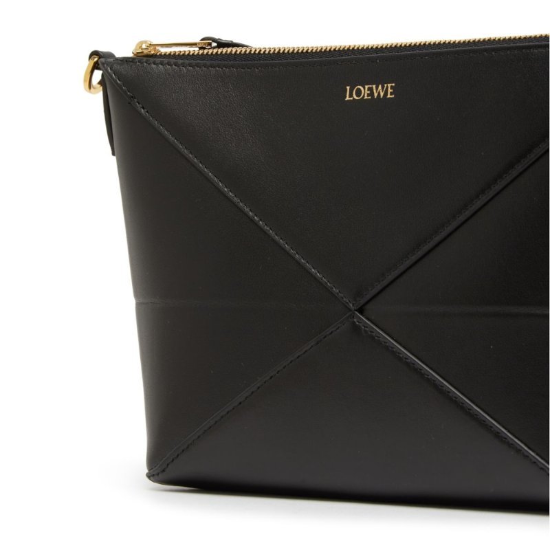 【LOEWE 羅威】Puzzle Fold Pouch 納帕小牛皮 幾何 腋下包 肩背包 斜背包 黑色-3