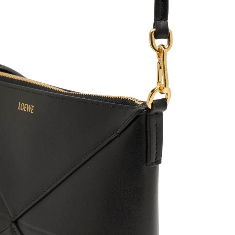 【LOEWE 羅威】Puzzle Fold Pouch 納帕小牛皮 幾何 腋下包 肩背包 斜背包 黑色-4