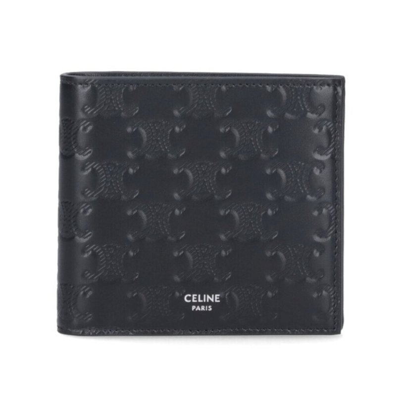 【CELINE】Bi-fold Triomphe 牛皮革 雙摺 卡夾 皮夾 短夾 黑色 10B653FQB.38SI-0