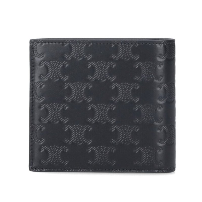 【CELINE】Bi-fold Triomphe 牛皮革 雙摺 卡夾 皮夾 短夾 黑色 10B653FQB.38SI-1