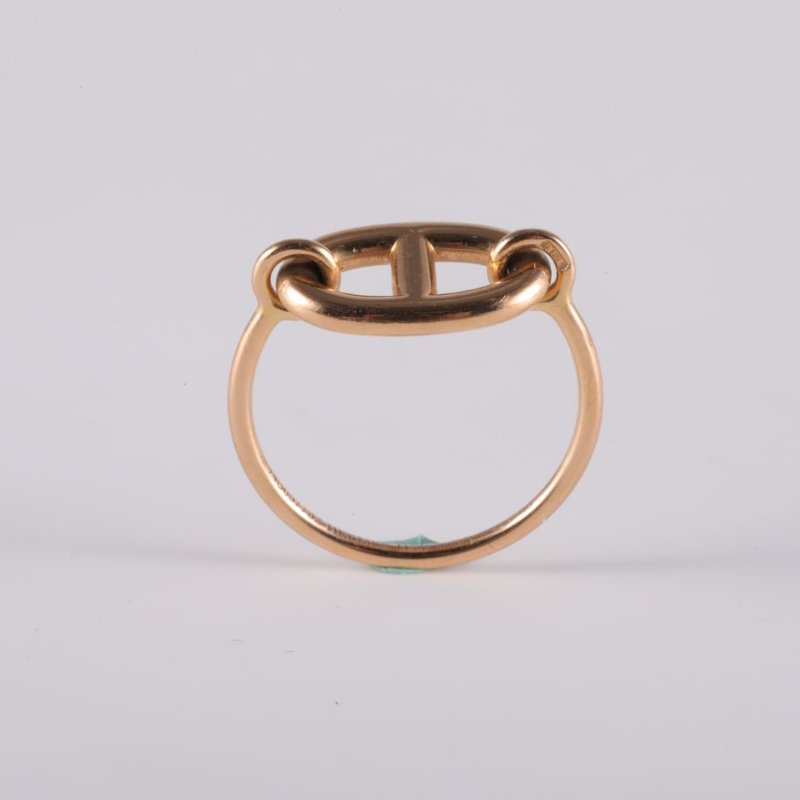 HERMES 18K玫瑰金玫瑰金豬鼻子戒指48碼18K戒指-2