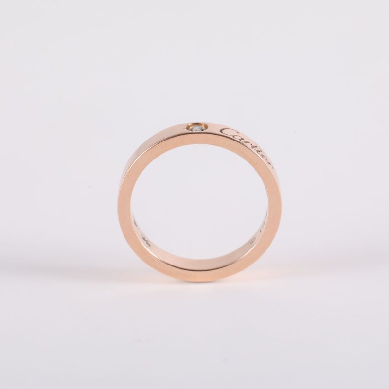 Cartier CDECARTIER系列單鑽窄版戒指18K玫瑰金/鑽石48玫瑰金ARTIER戒指-2