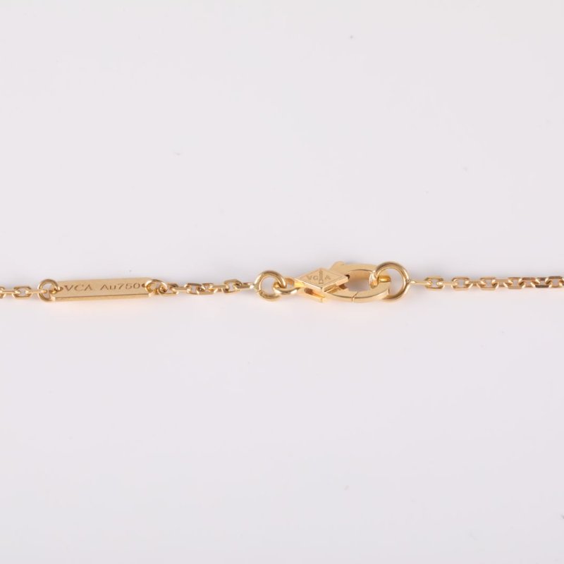 Van Cleef & Arpels VintageAlhambra中號單花項鏈新扣18K黃金/白貝母項鏈黃金項鍊-4