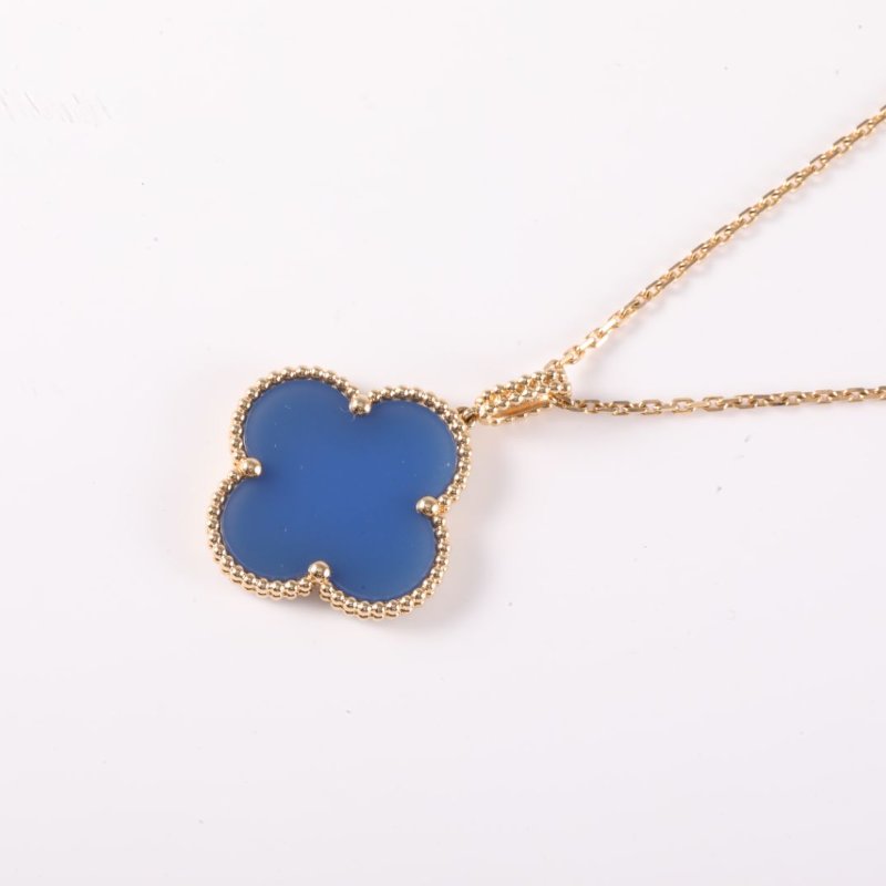 Van Cleef & Arpels 18K黃金黃金藍瑪瑙18k大花毛衣鏈項鏈18K項鍊-2