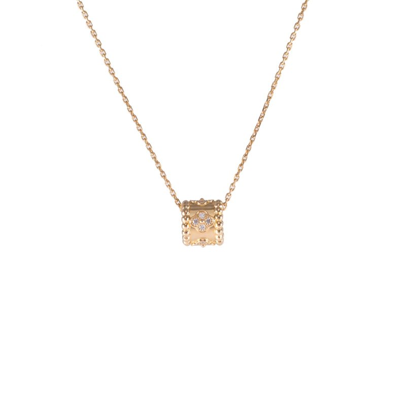 Van Cleef & Arpels PerléeClovers萬花筒鑲鑽項鏈18K黃金/鑽石項鏈黃金項鍊-0