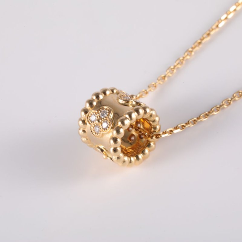 Van Cleef & Arpels PerléeClovers萬花筒鑲鑽項鏈18K黃金/鑽石項鏈黃金項鍊-1