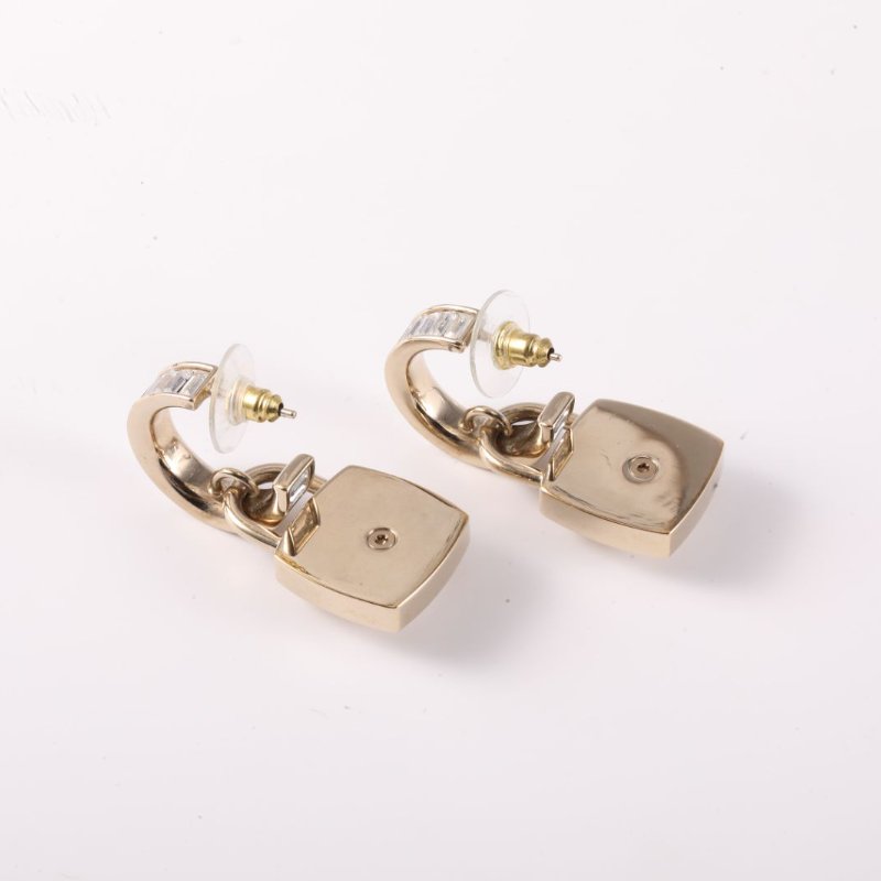 CHANEL 合金23S五號方塊拼排鑽耳環耳釘耳環-4