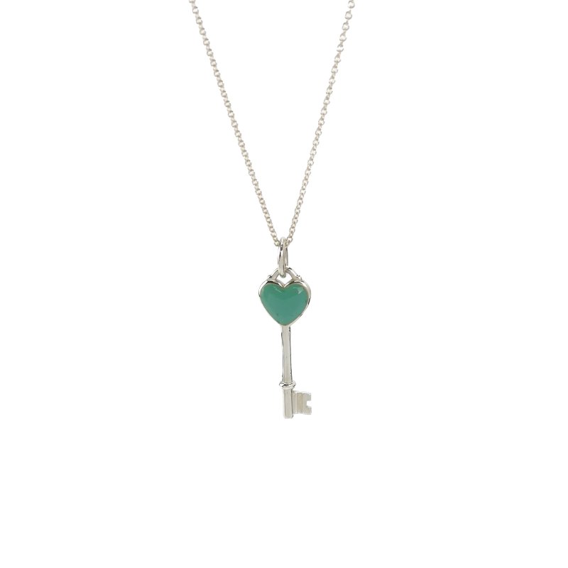 Tiffany & Co.Tiffany KeysS925琺琅愛心鑰匙吊墜項鍊-0