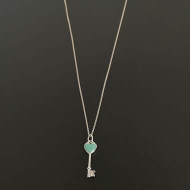 Tiffany & Co.Tiffany KeysS925琺琅愛心鑰匙吊墜項鍊-1