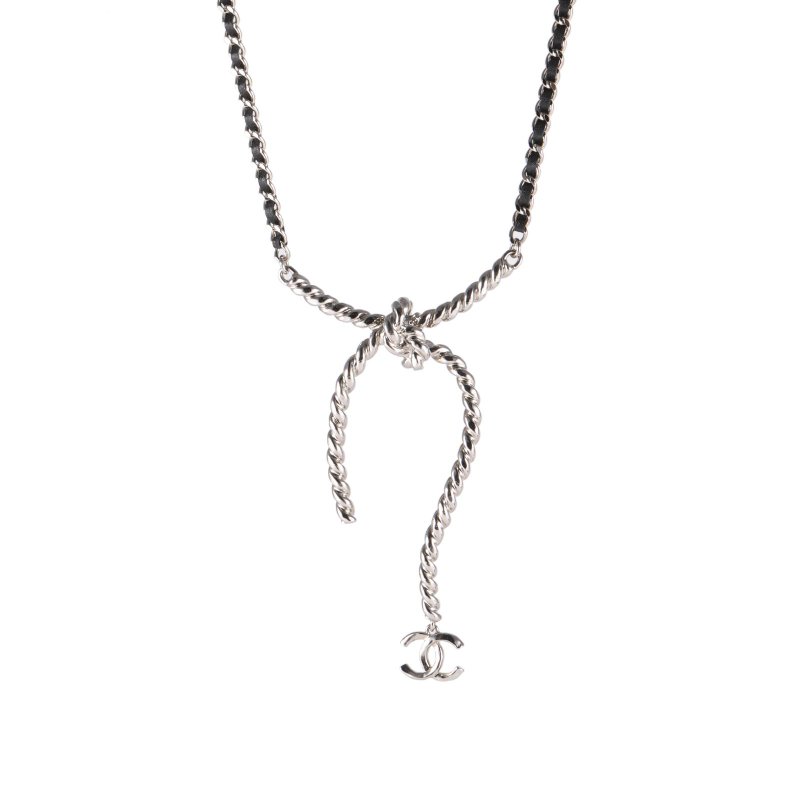 CHANEL 合金25C皮穿鏈蝴蝶結chocker項鏈項鍊-0