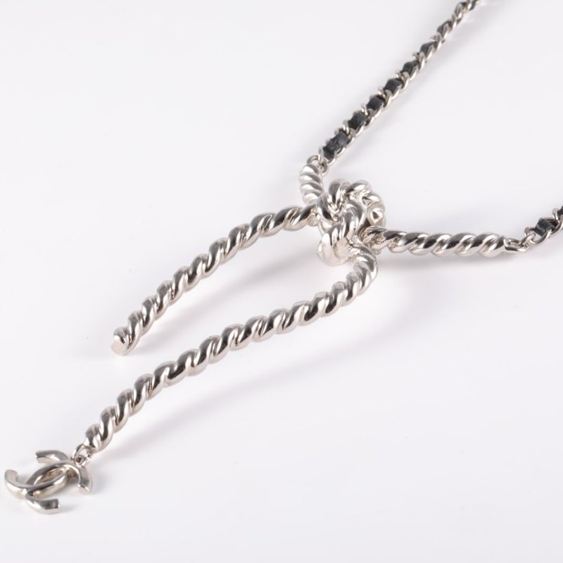 CHANEL 合金25C皮穿鏈蝴蝶結chocker項鏈項鍊-1