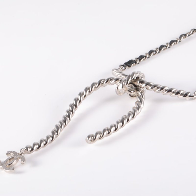 CHANEL 合金25C皮穿鏈蝴蝶結chocker項鏈項鍊-2