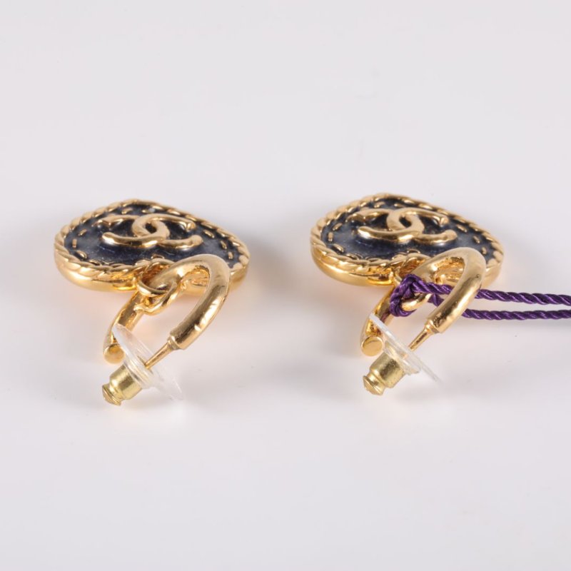 CHANEL 合金24P藍色牛仔愛心雙C耳環耳環-2