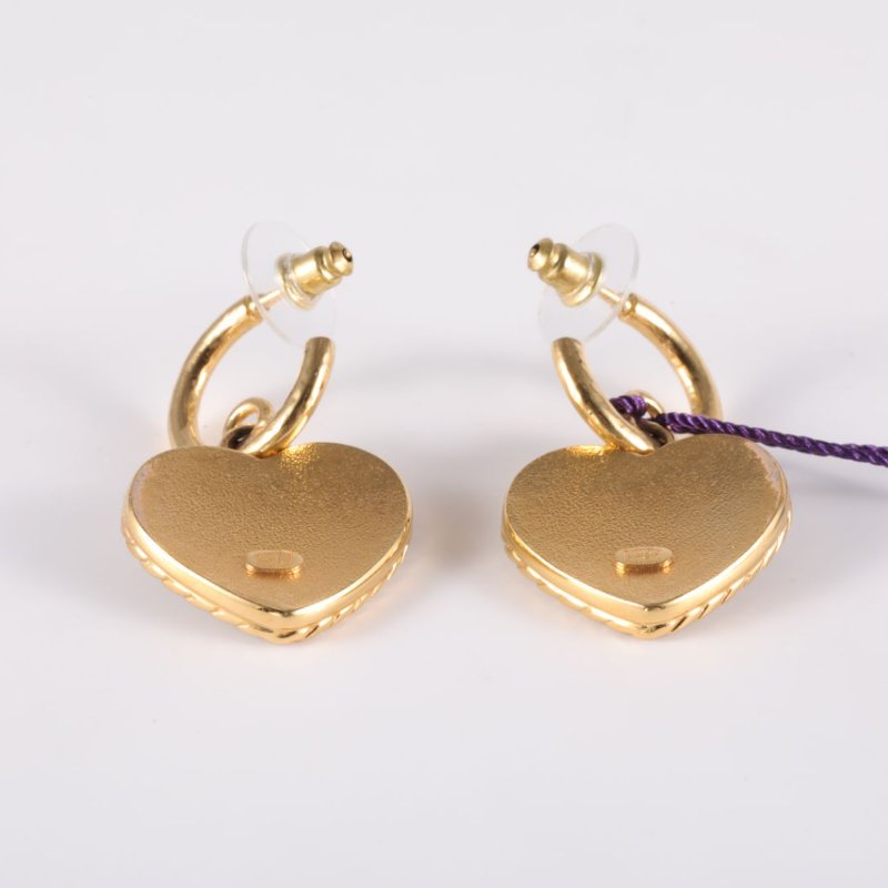 CHANEL 合金24P藍色牛仔愛心雙C耳環耳環-3