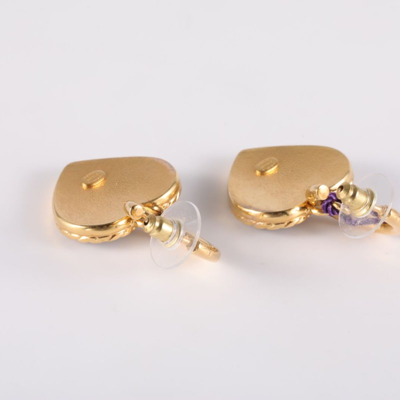 CHANEL 合金24P藍色牛仔愛心雙C耳環耳環-4