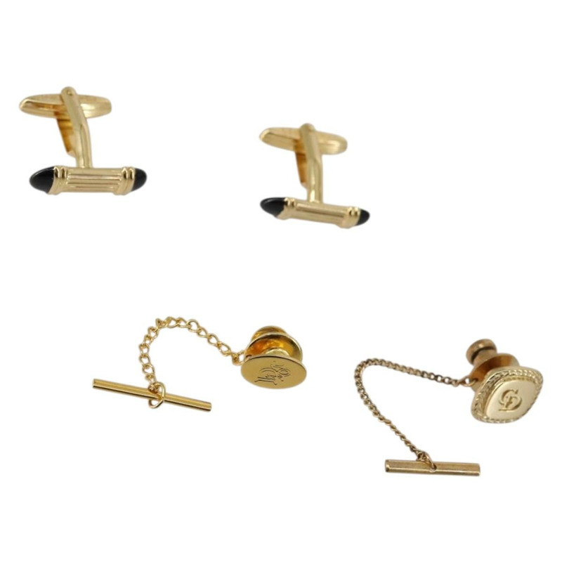 【日本直送】Christian Dior 領帶夾 泰坦尼克號 金屬 2 件套 金色 正品 146044-0