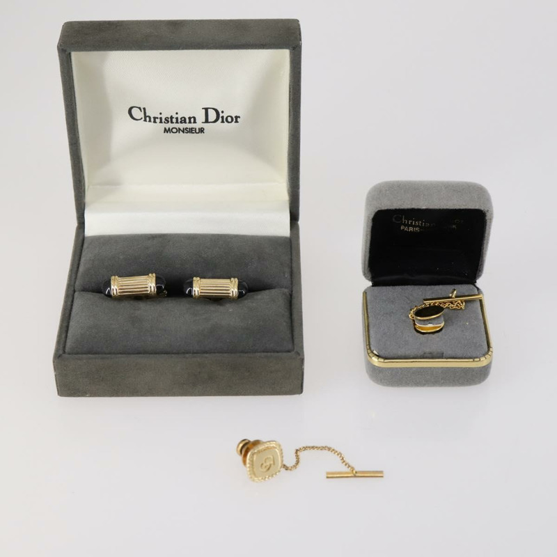 【日本直送】Christian Dior 領帶夾 泰坦尼克號 金屬 2 件套 金色 正品 146044-12