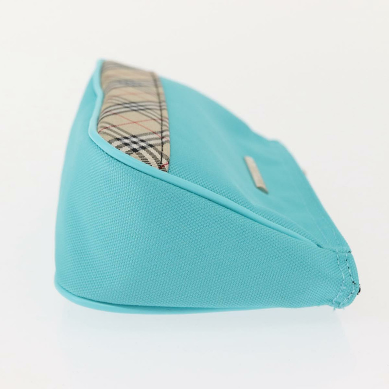 【日本直送】BURBERRY Nova 格紋手帕袋帆布兩件套 淺藍色 銀色 正品 am9484-3