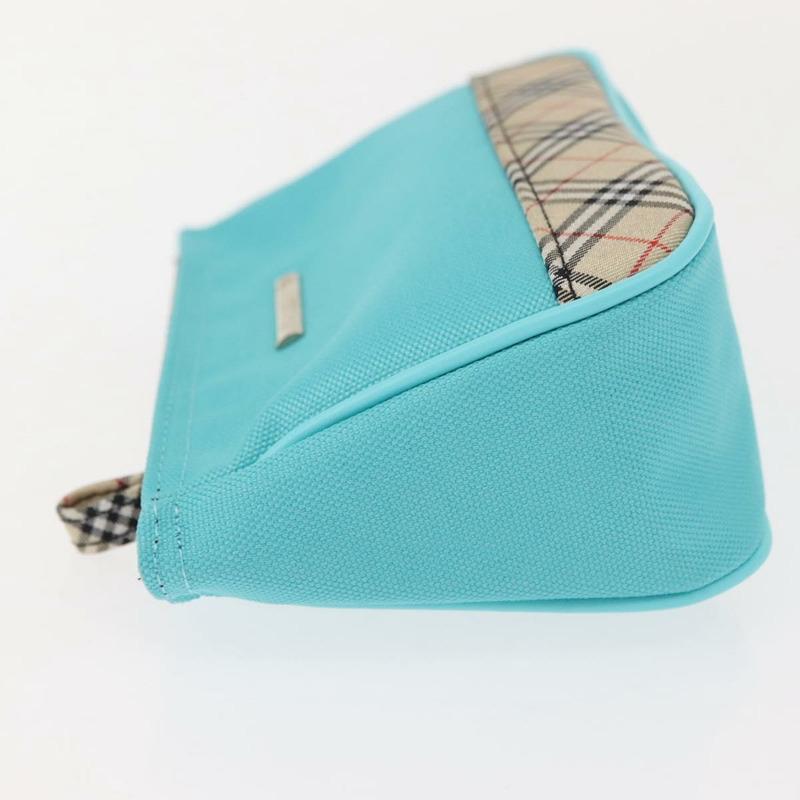 【日本直送】BURBERRY Nova 格紋手帕袋帆布兩件套 淺藍色 銀色 正品 am9484-4