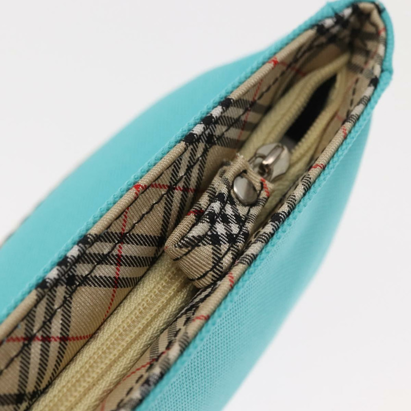 【日本直送】BURBERRY Nova 格紋手帕袋帆布兩件套 淺藍色 銀色 正品 am9484-11