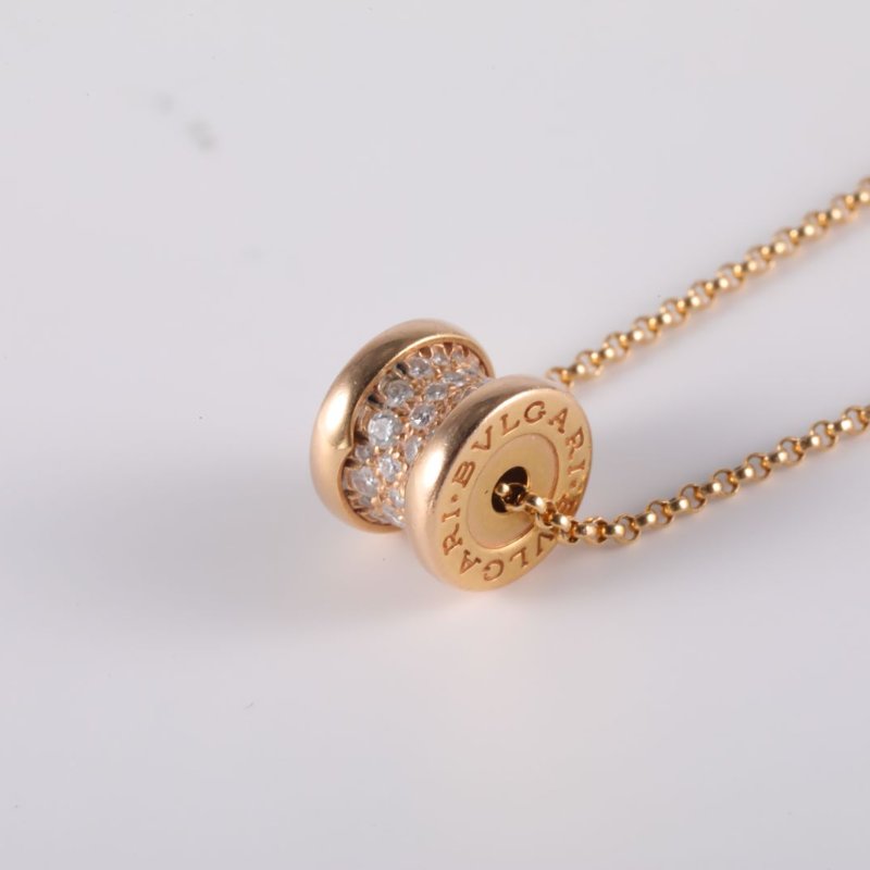 BVLGARI B.ZERO1小蠻腰項鏈滿鑽18K玫瑰金/鑽石項鏈玫瑰金鑽石/18K項鍊-1
