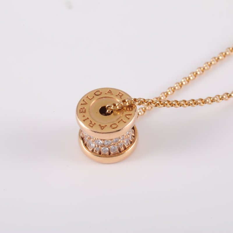 BVLGARI B.ZERO1小蠻腰項鏈滿鑽18K玫瑰金/鑽石項鏈玫瑰金鑽石/18K項鍊-2