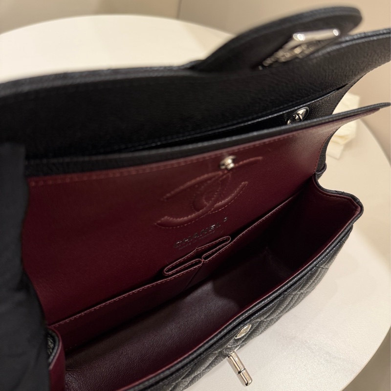 Chanel香奈兒 經典口蓋包 cf23黑銀-7