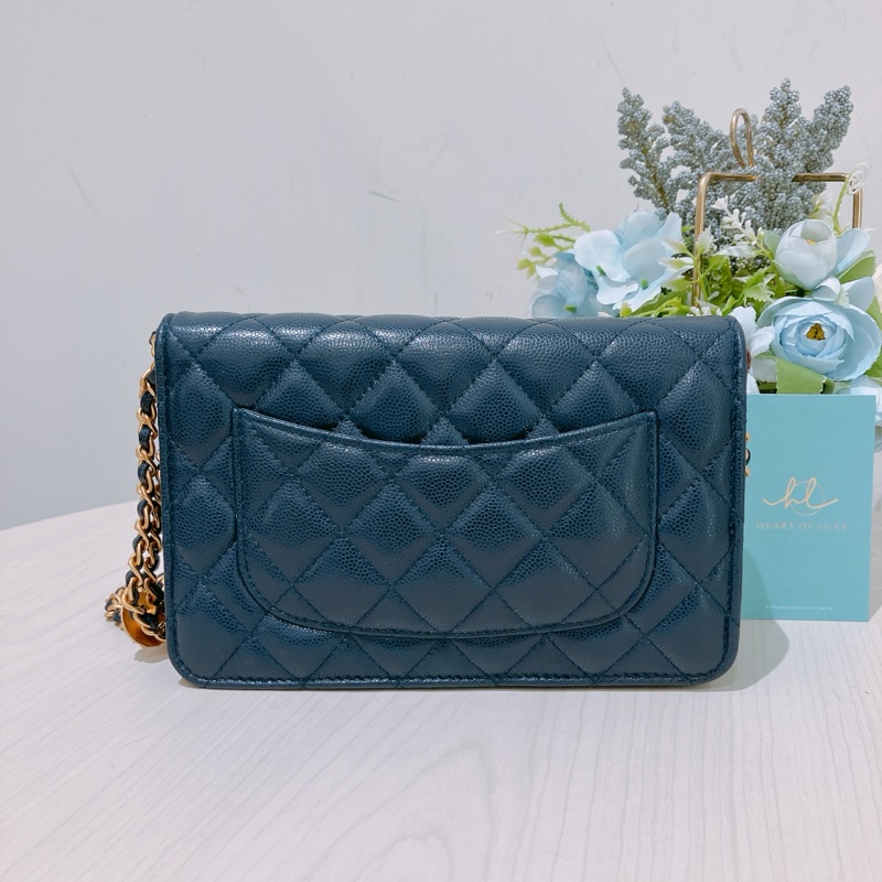 TK1867 CHANEL 香奈兒翻蓋式長銀包連金幣鏈帶包包22A TWIST YOUR BUTTONS CAVIAR WALLET ON CHAIN-2