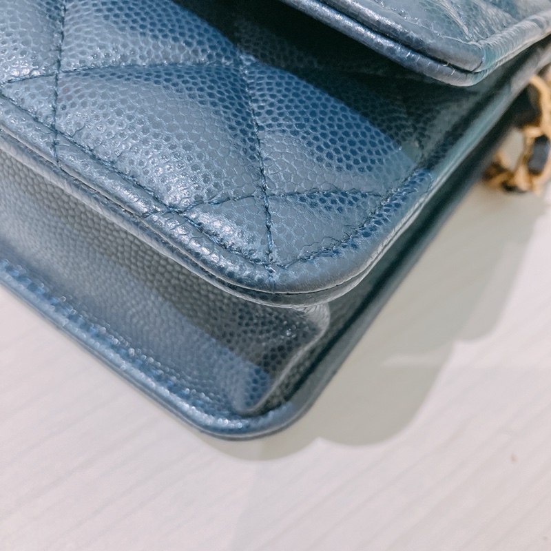 TK1867 CHANEL 香奈兒翻蓋式長銀包連金幣鏈帶包包22A TWIST YOUR BUTTONS CAVIAR WALLET ON CHAIN-9