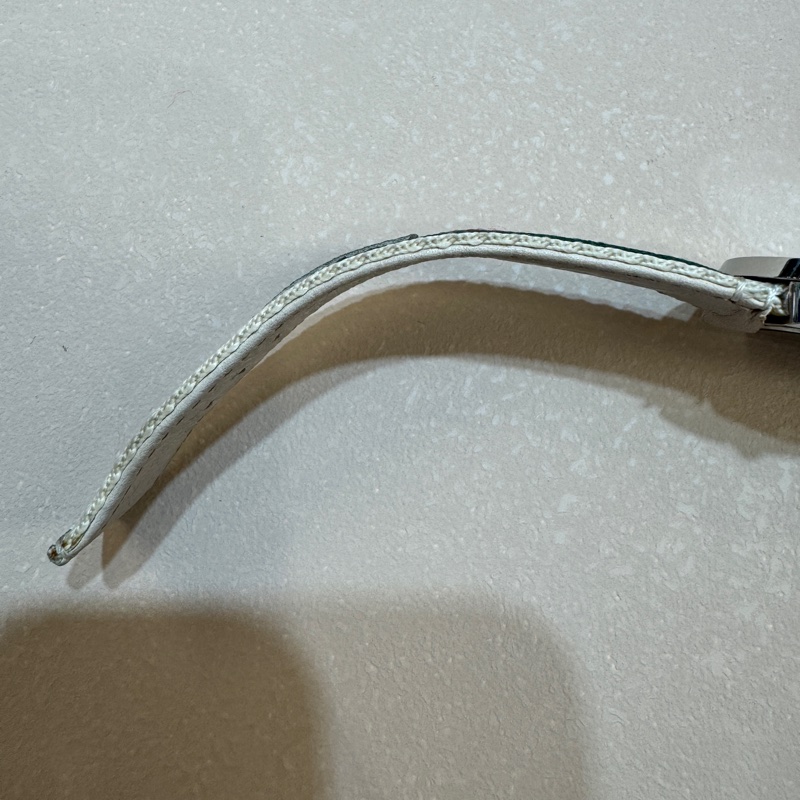 GUCCI白色銀邊綠紅綠織帶手錶YA129411-14