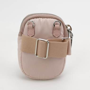 Prada 尼龍布粉色三角徽標拉鍊斜挎包-1