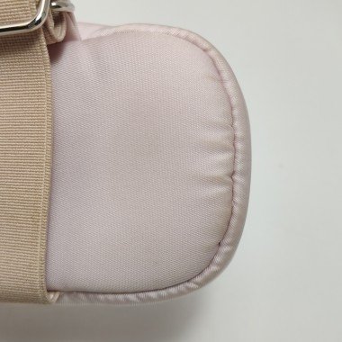 Prada 尼龍布粉色三角徽標拉鍊斜挎包-9