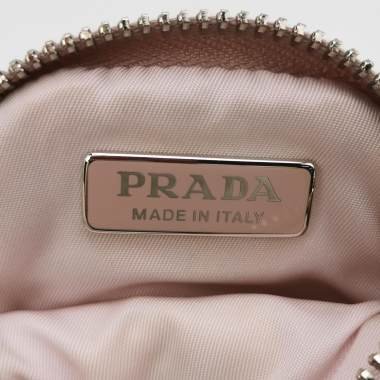 Prada 尼龍布粉色三角徽標拉鍊斜挎包-11