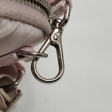 Prada 尼龍布粉色三角徽標拉鍊斜挎包-12