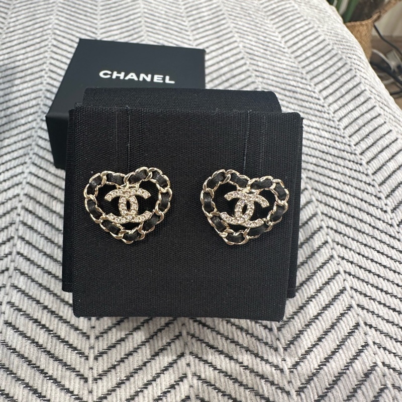 Chanel25b 皮穿鏈愛心雙c耳釘 昆凌同款-1