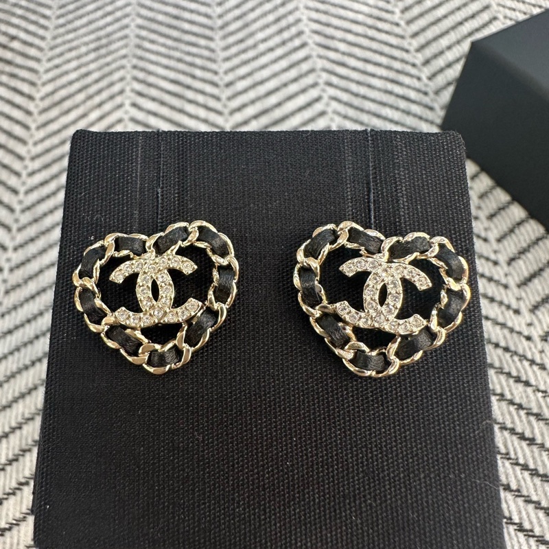 Chanel25b 皮穿鏈愛心雙c耳釘 昆凌同款-2