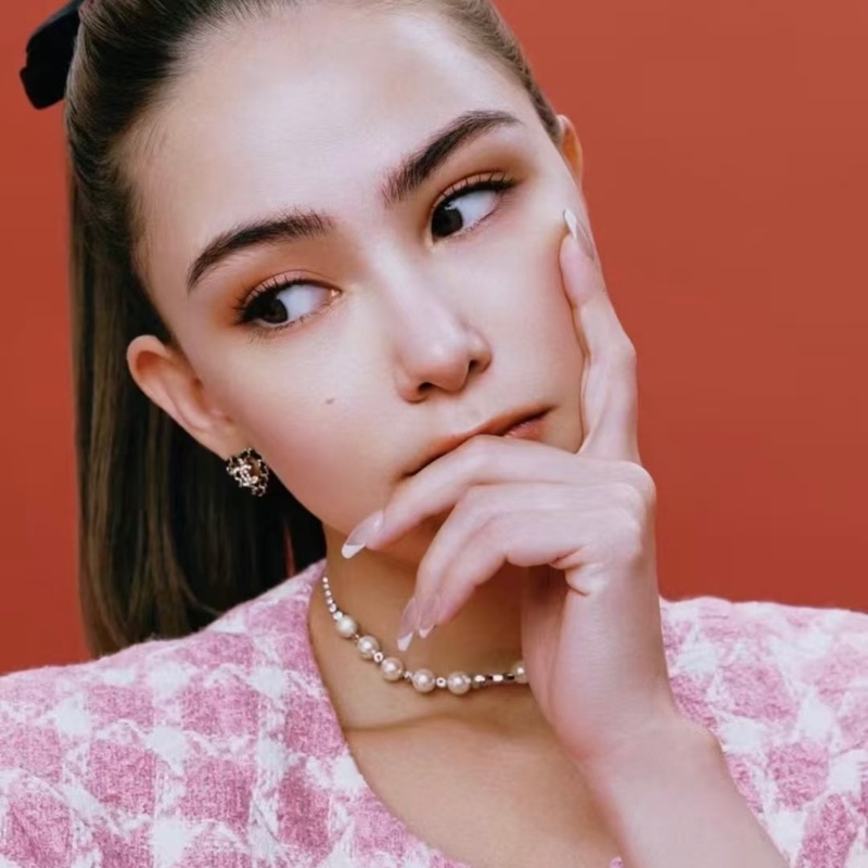 Chanel25b 皮穿鏈愛心雙c耳釘 昆凌同款-3