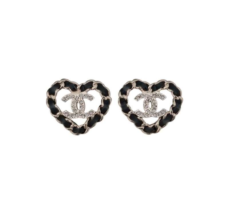 Chanel25b 皮穿鏈愛心雙c耳釘 昆凌同款-5