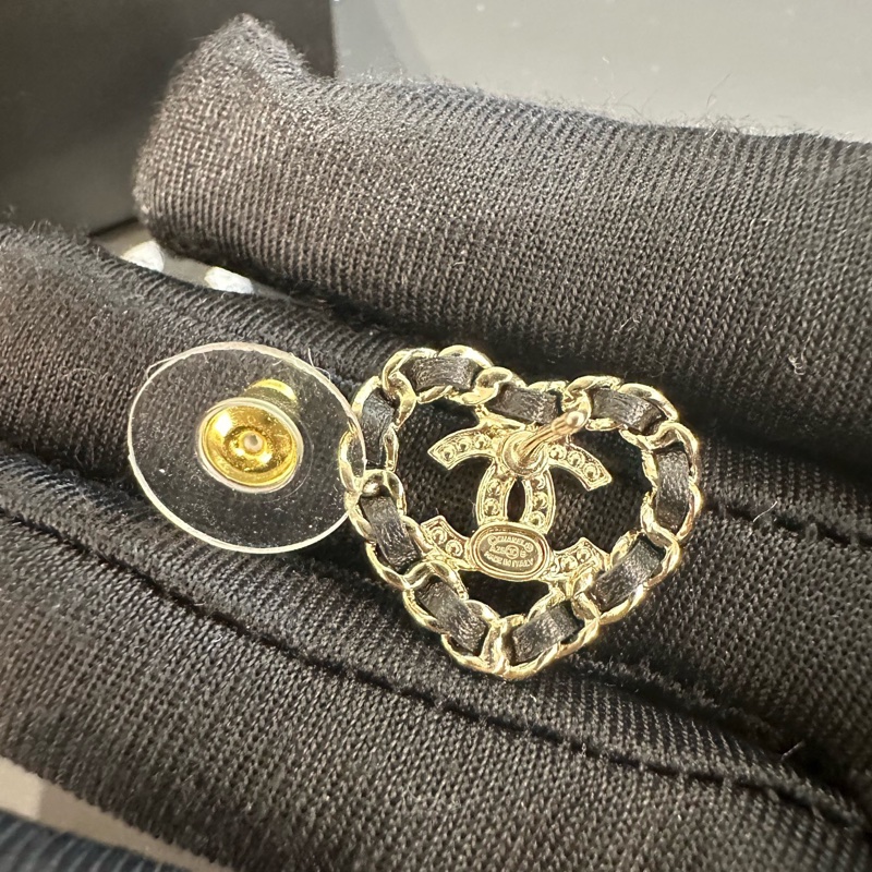 Chanel25b 皮穿鏈愛心雙c耳釘 昆凌同款-8