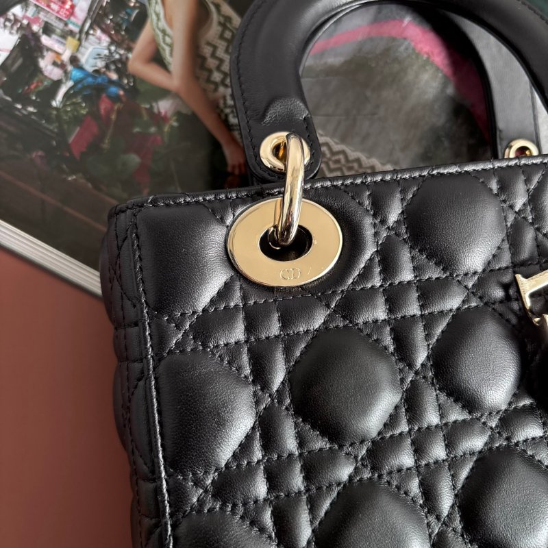 ::Christain Dior:: Lady Dior My ABCDior 小型包款 黛妃包 黑色手提包 斜背包 Cannage 籐格紋羊皮-2