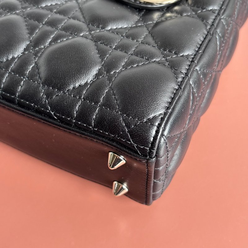 ::Christain Dior:: Lady Dior My ABCDior 小型包款 黛妃包 黑色手提包 斜背包 Cannage 籐格紋羊皮-4