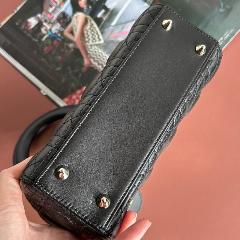 ::Christain Dior:: Lady Dior My ABCDior 小型包款 黛妃包 黑色手提包 斜背包 Cannage 籐格紋羊皮-7