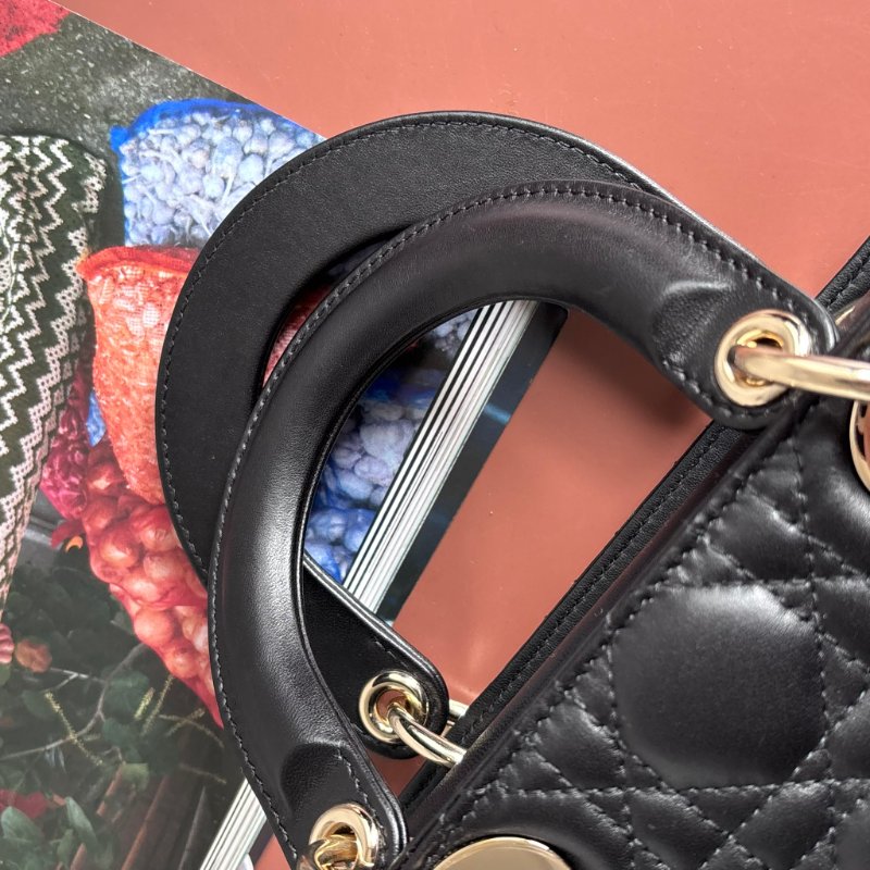 ::Christain Dior:: Lady Dior My ABCDior 小型包款 黛妃包 黑色手提包 斜背包 Cannage 籐格紋羊皮-8