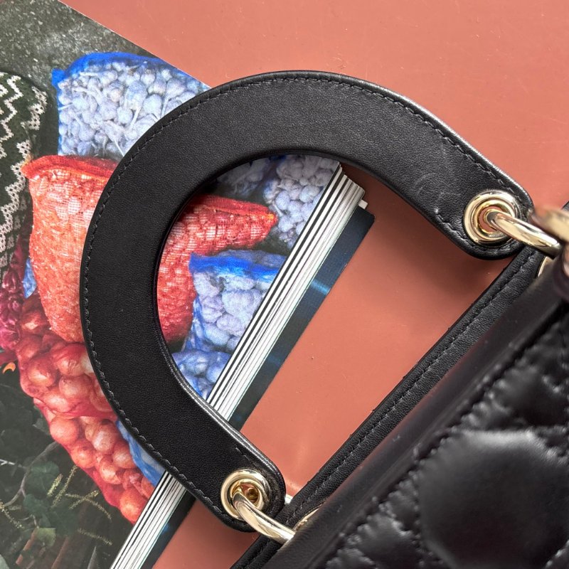 ::Christain Dior:: Lady Dior My ABCDior 小型包款 黛妃包 黑色手提包 斜背包 Cannage 籐格紋羊皮-9