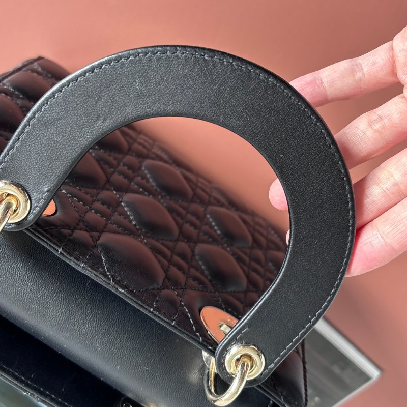 ::Christain Dior:: Lady Dior My ABCDior 小型包款 黛妃包 黑色手提包 斜背包 Cannage 籐格紋羊皮-10