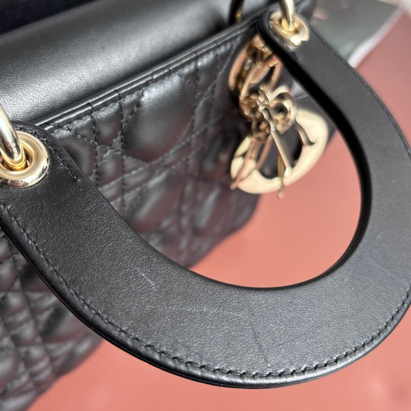 ::Christain Dior:: Lady Dior My ABCDior 小型包款 黛妃包 黑色手提包 斜背包 Cannage 籐格紋羊皮-38