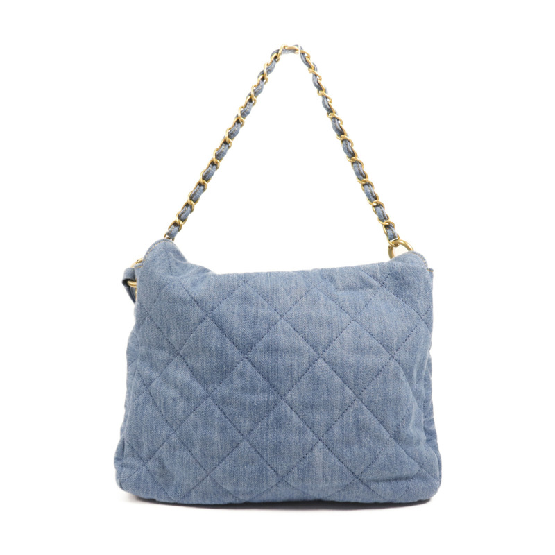 CHANEL 牛仔布Hobo Hand Bag金扣手挽肩背兩用袋-1