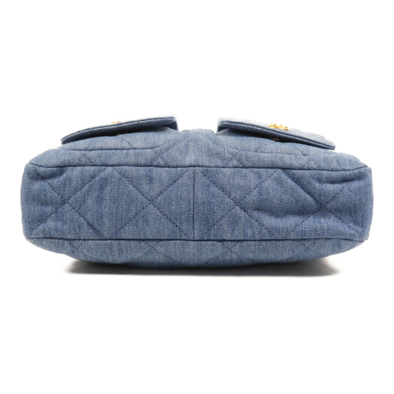 CHANEL 牛仔布Hobo Hand Bag金扣手挽肩背兩用袋-3